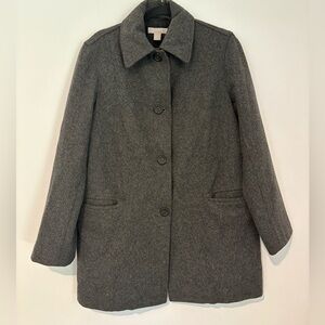 J. Crew Women’s Wool Blend Peacoat Gray Classic Winter Jacket - Size Small